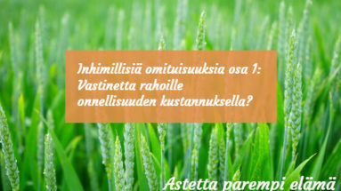 Vastinetta rahoille onnellisuuden kustannuksella?